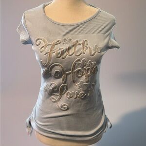 Stylish Girls Gray Embroidered Tee